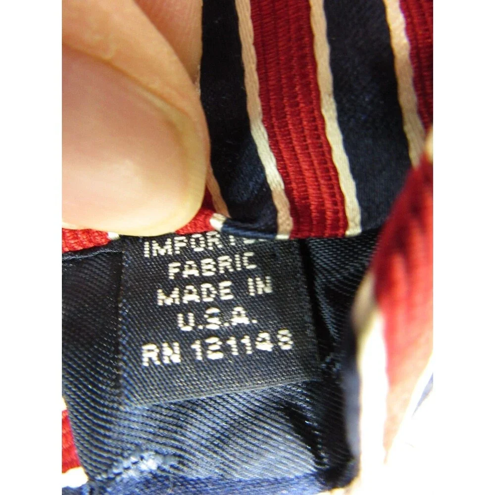 NWT Nautica Newton Wardrobe Striped Red & Navy Blue  White Tie - Made in USA